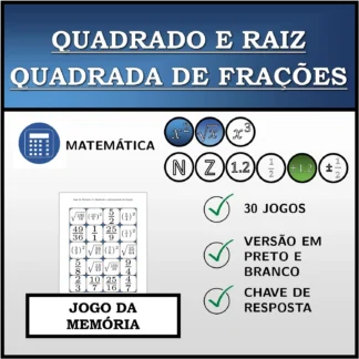 Jogo da memória: Quadrado e raiz quadrada de frações