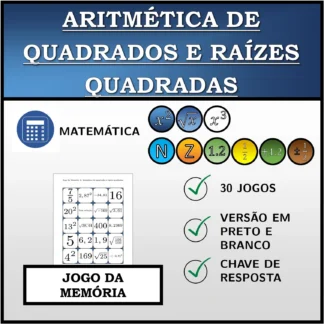Jogo da memória: Aritmética de quadrados e raízes quadradas