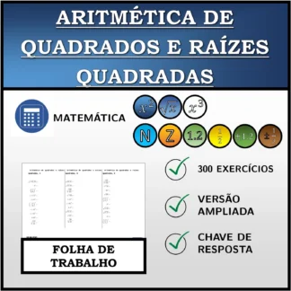 Folha de trabalho: Aritmética de quadrados e raízes quadradas