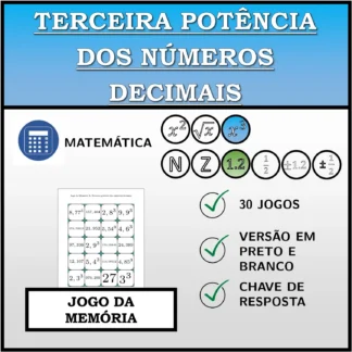 Jogo da memória: Terceira potência dos números decimais