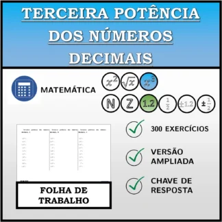 Folha de trabalho: Terceira potência dos números decimais