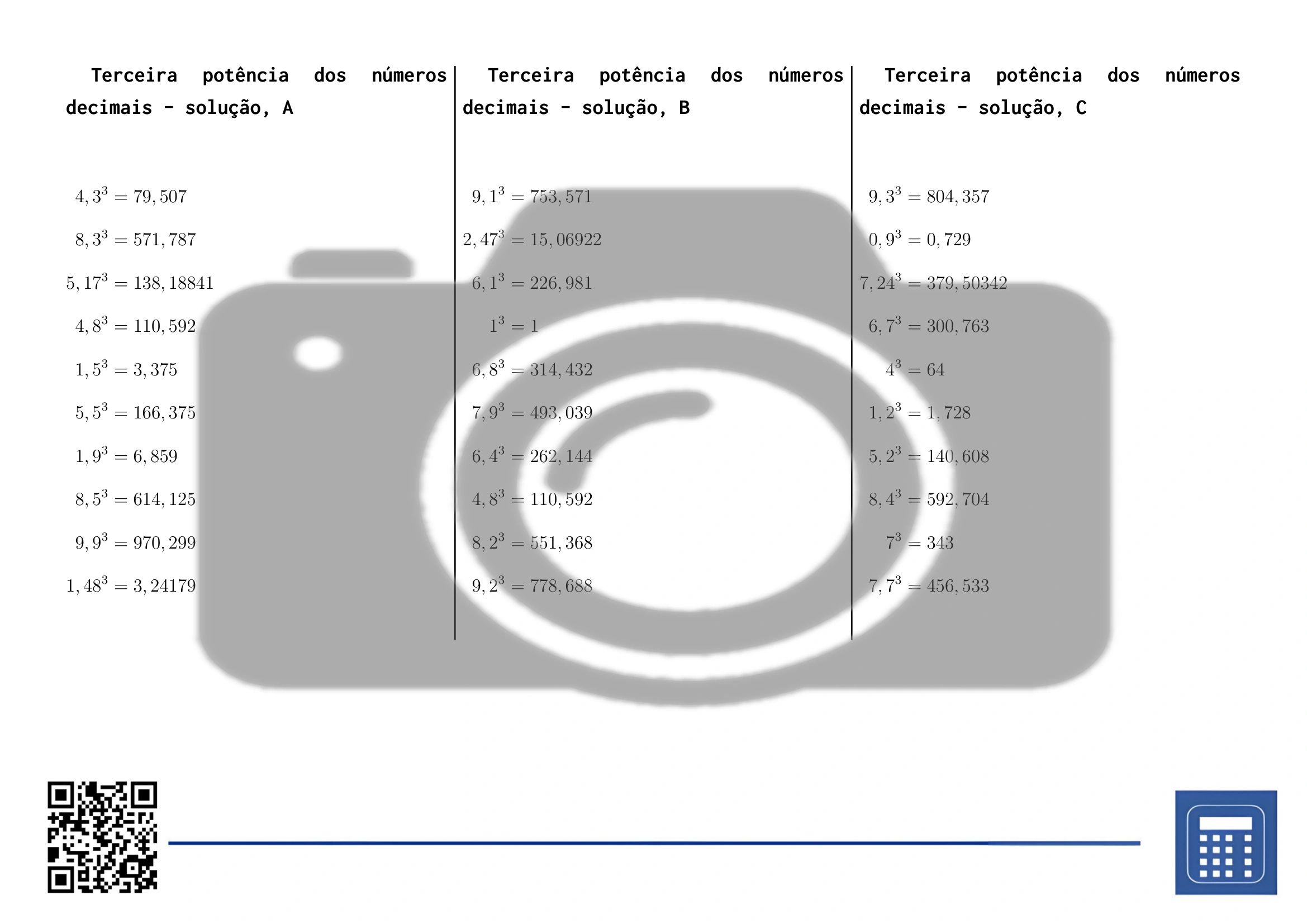 Folha de trabalho: Terceira potência dos números decimais - Image 4