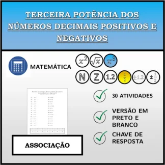 Exercício de associação: Terceira potência dos números decimais positivos e negativos
