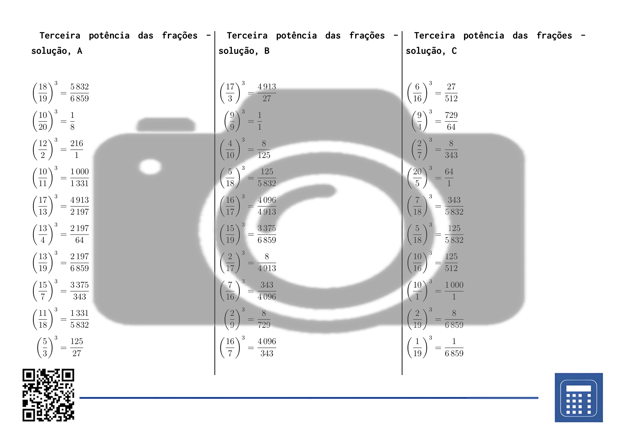Folha de trabalho: Terceira potência das frações - Image 4