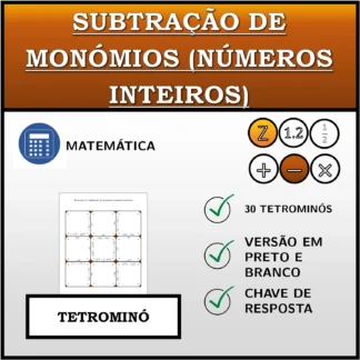 Tetromino: Subtração de monómios (números inteiros)