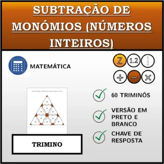 Trimino: Subtração de monómios (números inteiros)