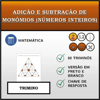 Trimino: Adição e subtração de monómios (números inteiros)