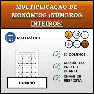 Dominó: Multiplicação de monómios (números inteiros)