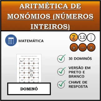 Dominó: Aritmética de monómios (números inteiros)