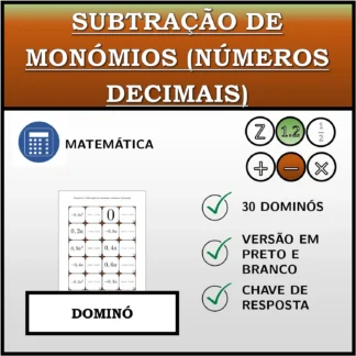 Dominó: Subtração de monómios (números decimais)