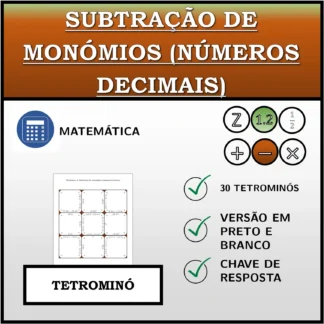 Tetromino: Subtração de monómios (números decimais)