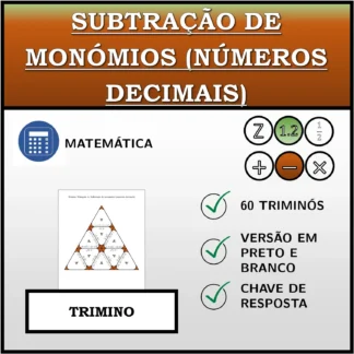 Trimino: Subtração de monómios (números decimais)