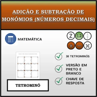 Tetromino: Adição e subtração de monómios (números decimais)