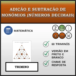 Trimino: Adição e subtração de monómios (números decimais)
