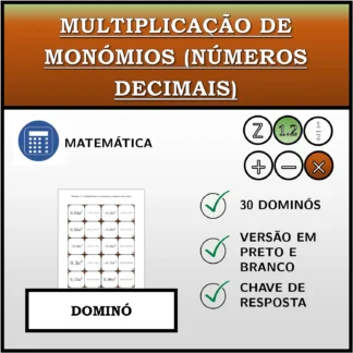 Dominó: Multiplicação de monómios (números decimais)
