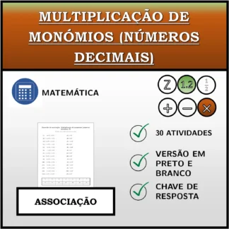Exercício de associação: Multiplicação de monómios (números decimais)