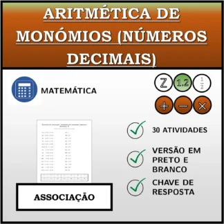 Exercício de associação: Aritmética de monómios (números decimais)