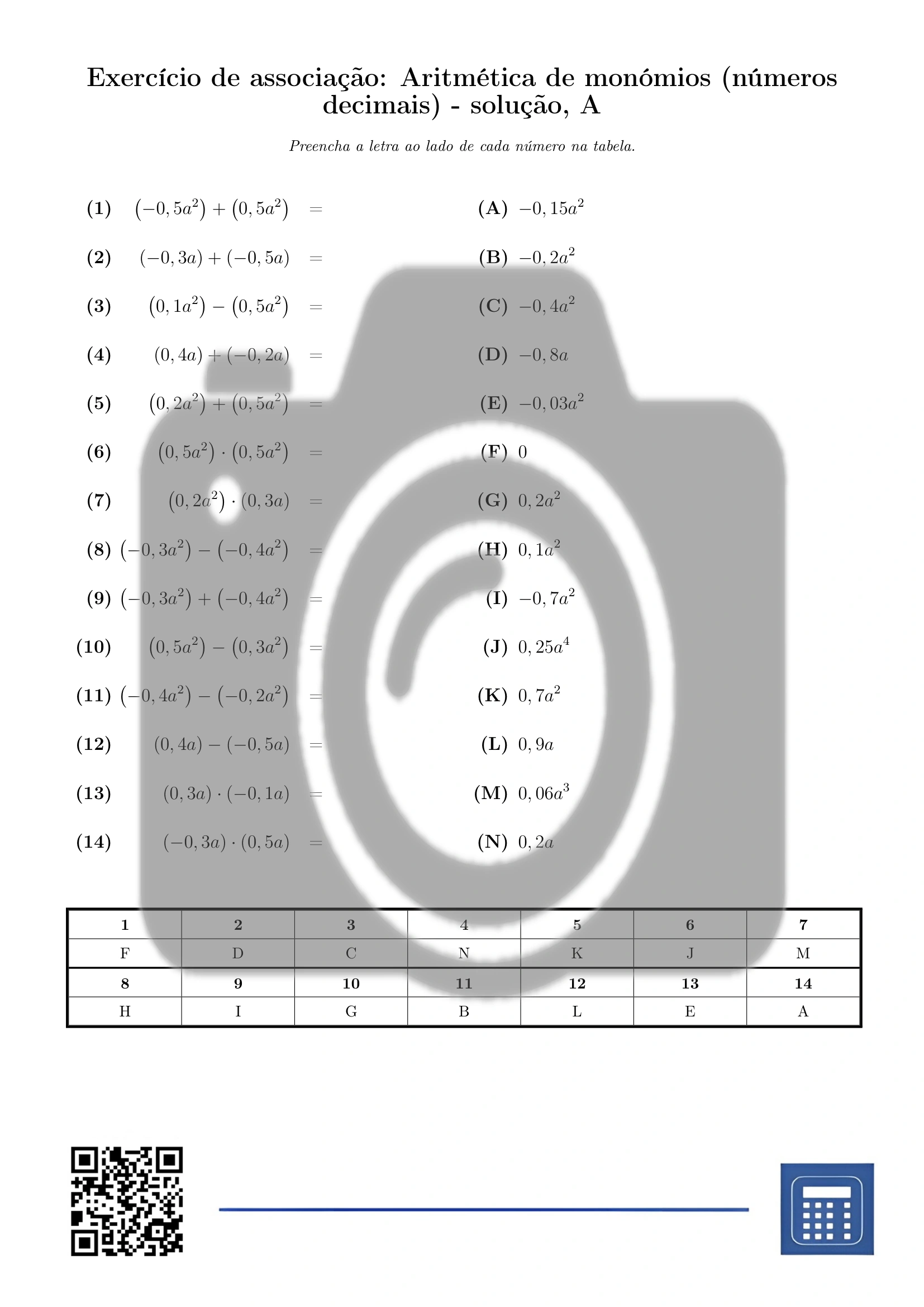 Exercício de associação: Aritmética de monómios (números decimais) - Image 3