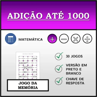 Jogo da memória: Adição até 1000