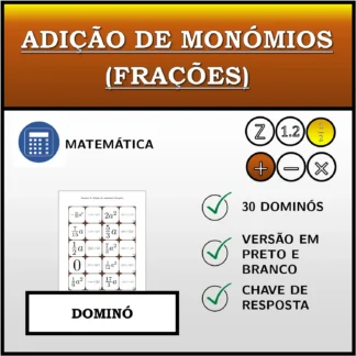 Dominó: Adição de monómios (frações)