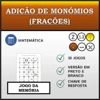 Jogo da memória: Adição de monómios (frações)