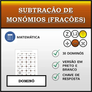 Dominó: Subtração de monómios (frações)