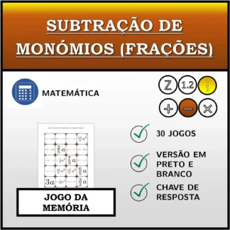 Jogo da memória: Subtração de monómios (frações)