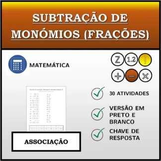 Exercício de associação: Subtração de monómios (frações)