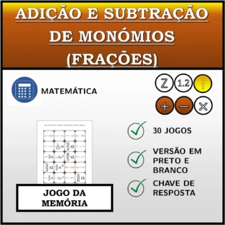 Jogo da memória: Adição e subtração de monómios (frações)