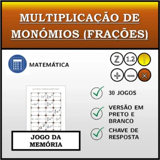 Jogo da memória: Multiplicação de monómios (frações)