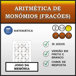 Jogo da memória: Aritmética de monómios (frações)