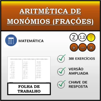 Folha de trabalho: Aritmética de monómios (frações)