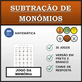 Jogo da memória: Subtração de monómios