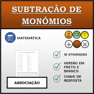 Exercício de associação: Subtração de monómios