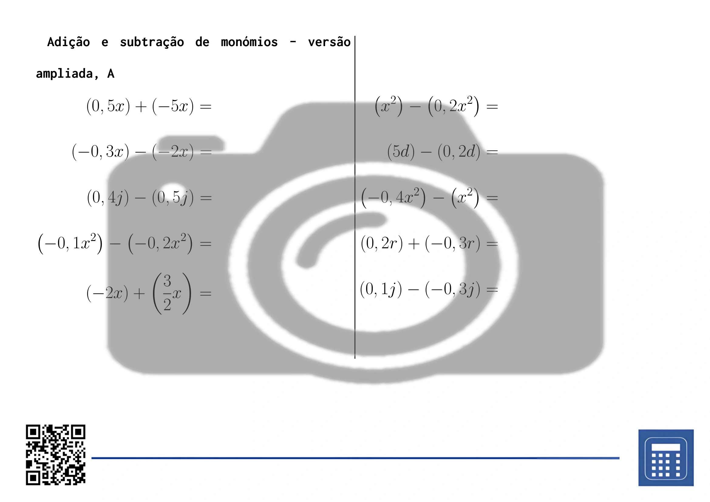 Folha de trabalho: Adição e subtração de monómios - Image 3