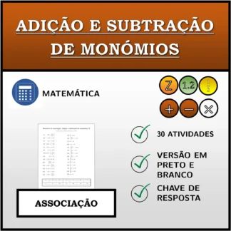 Exercício de associação: Adição e subtração de monómios