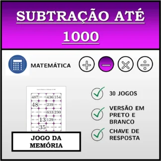 Jogo da memória: Subtração até 1000