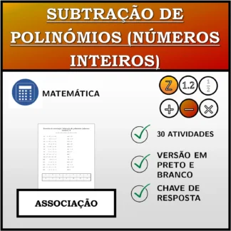 Exercício de associação: Subtração de polinómios (números inteiros)