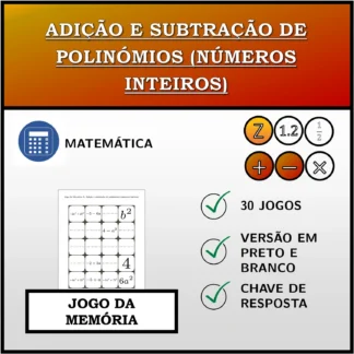 Jogo da memória: Adição e subtração de polinómios (números inteiros)