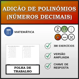 Folha de trabalho: Adição de polinómios (números decimais)