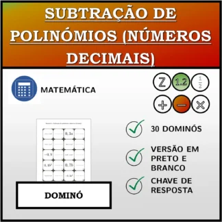 Dominó: Subtração de polinómios (números decimais)