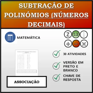 Exercício de associação: Subtração de polinómios (números decimais)