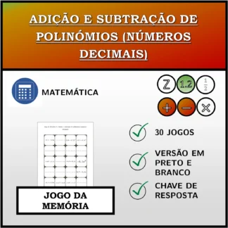 Jogo da memória: Adição e subtração de polinómios (números decimais)