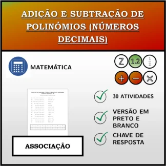 Exercício de associação: Adição e subtração de polinómios (números decimais)