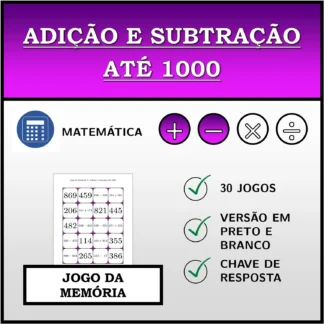 Jogo da memória: Adição e subtração até 1000