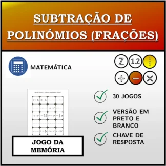 Jogo da memória: Subtração de polinómios (frações)