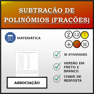 Exercício de associação: Subtração de polinómios (frações)