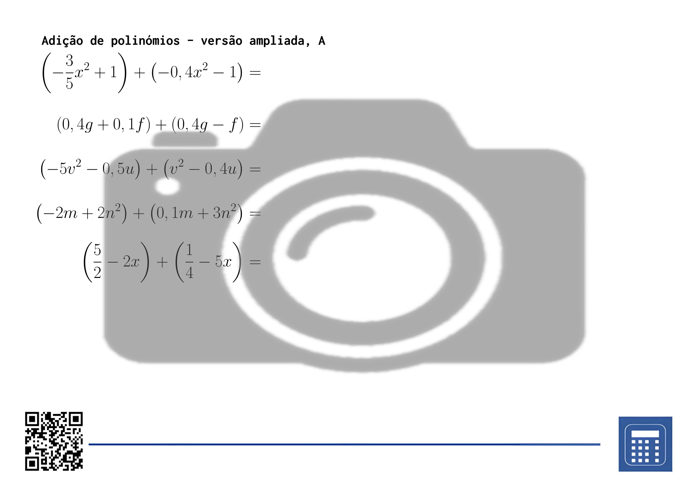 Folha de trabalho: Adição de polinómios - Image 3