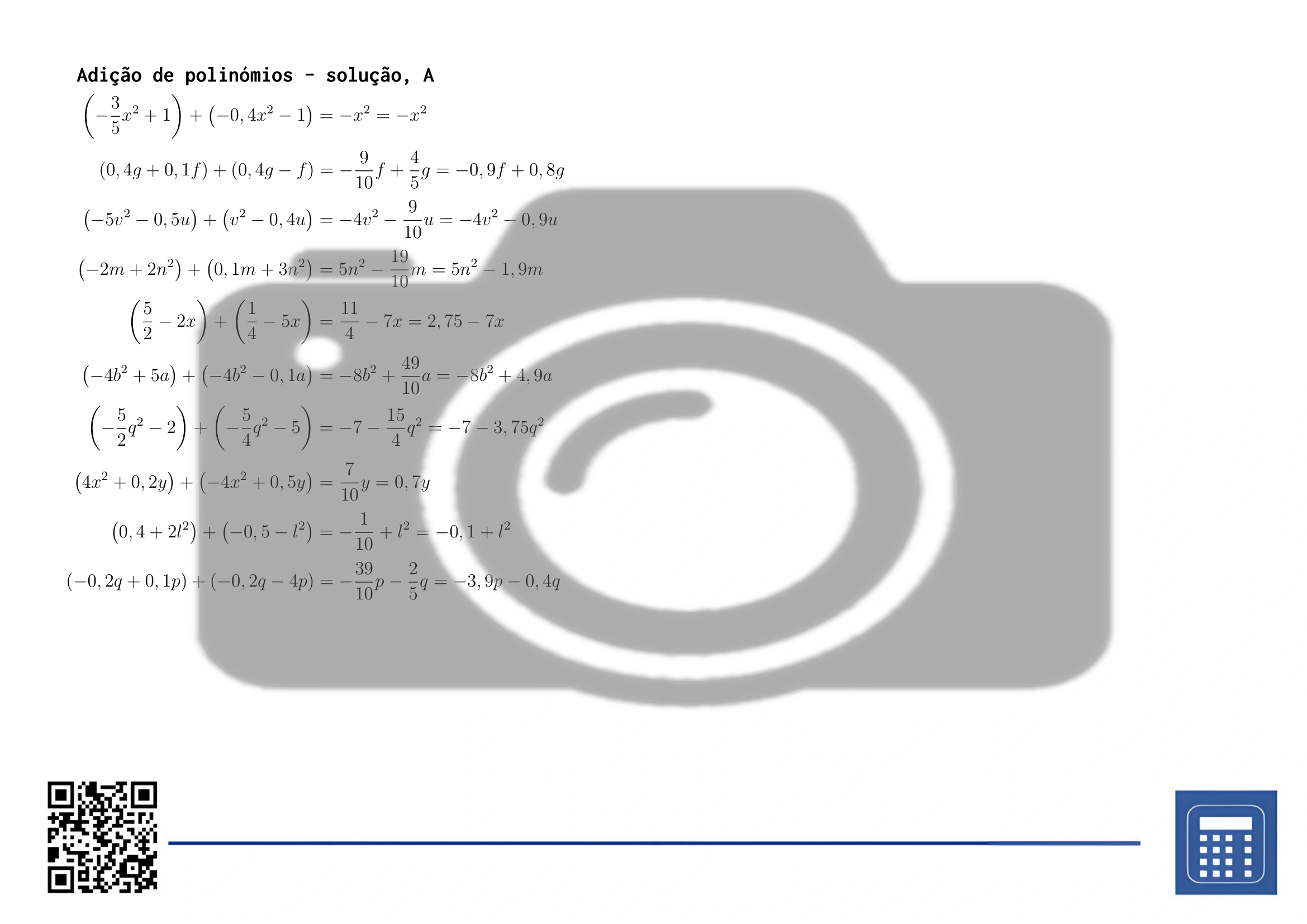 Folha de trabalho: Adição de polinómios - Image 4