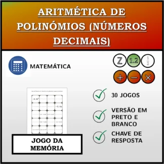 Jogo da memória: Aritmética de polinómios (números decimais)